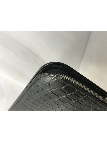 長財布 クロコレザー ロングウォレット ブラック