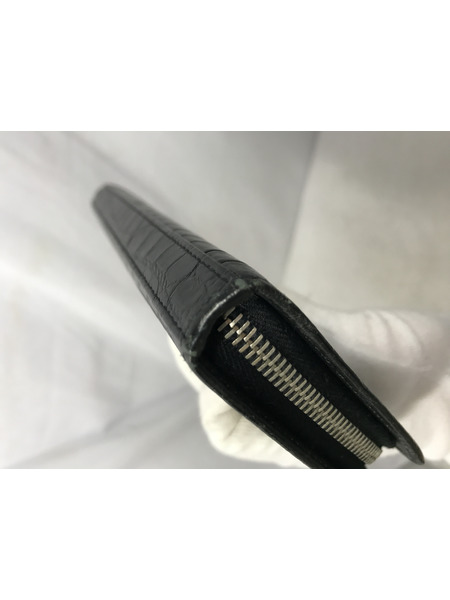 長財布 クロコレザー ロングウォレット ブラック