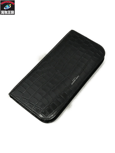 長財布 クロコレザー ロングウォレット ブラック