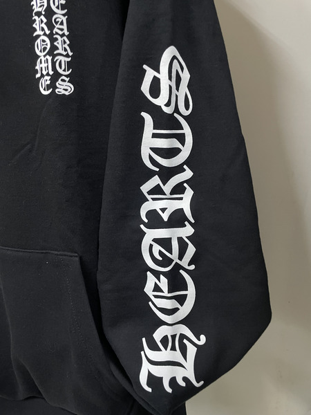 CHROME HEARTS SWTSHRT HD 袖ロゴ プルオーバーパーカー L 黒