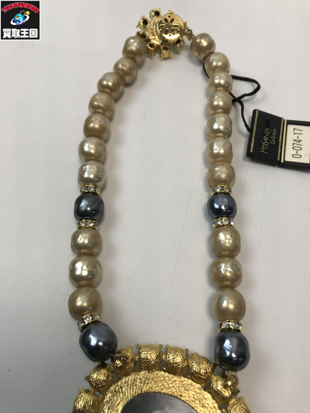 Yves Saint Laurent イブサンローラン YSL　ネックレス　ヴィンテージ カラーストーン　ゴールドカラー