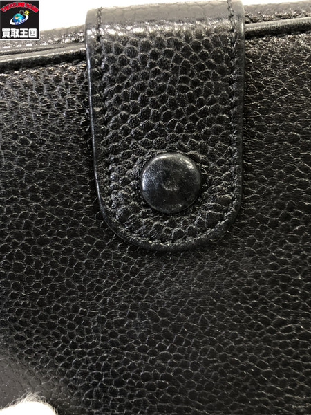 CHANEL コンパクトウォレット ココマーク キャビアスキン 2つ折りがま口財布　黒