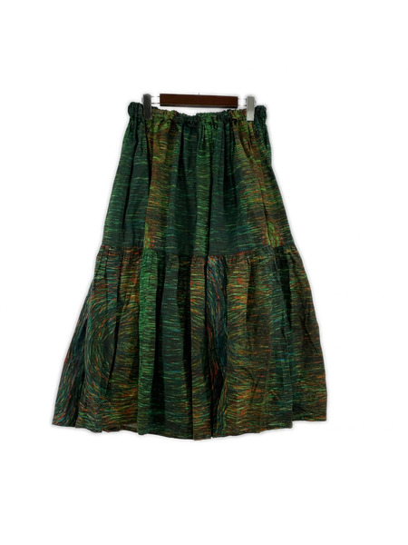 ANNTIAN オーガニックコットン 総柄スカート グリーン[値下]