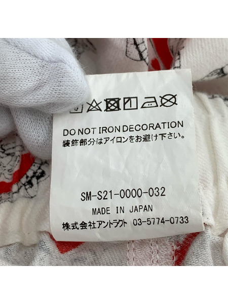 SAINT MICHAEL PJ PANTS_heart _WHITE パジャマパンツ M ホワイト×レッド