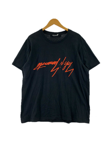Ground Y 半袖Tシャツ・カットソー ロゴプリント SSカットソー 黒 (3)