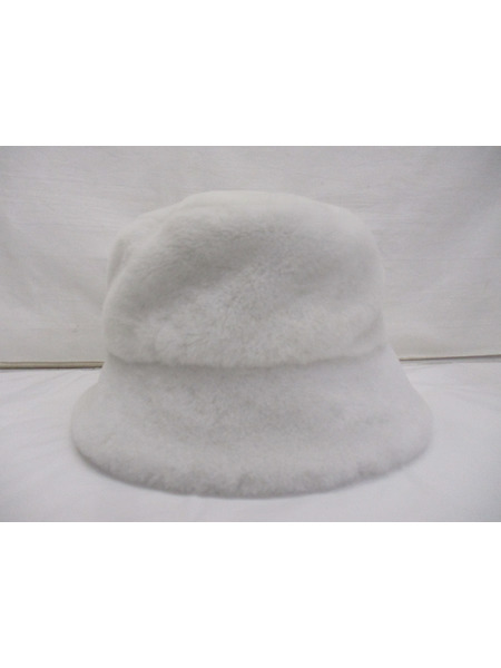 小物 PRADA シアリング バケットハット 白 M