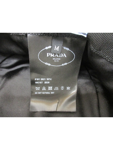 小物 PRADA シアリング バケットハット 白 M