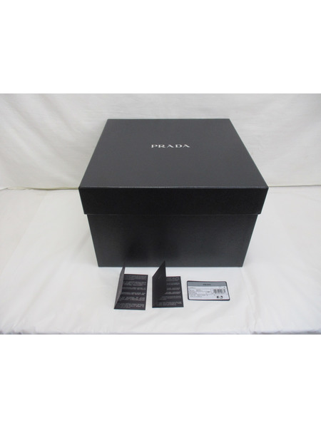 小物 PRADA シアリング バケットハット 白 M