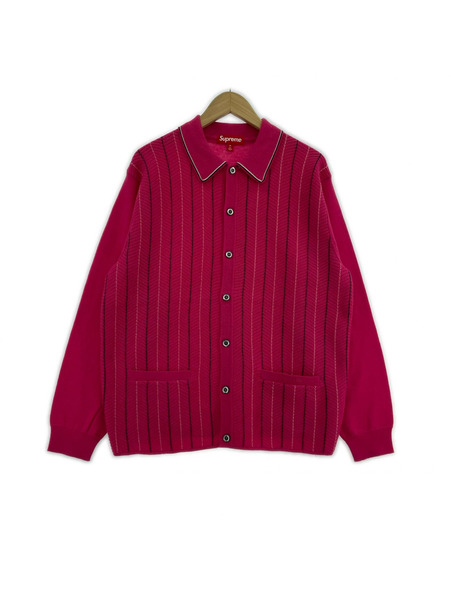 Supreme 25ss Herringbone Cardigan ヘリンボーンカーディガン M ピンク[値下]