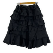 COMME des GARCONS ヒザ丈スカート 17年 コムコム フリル 製品染メ 黒 (XS)