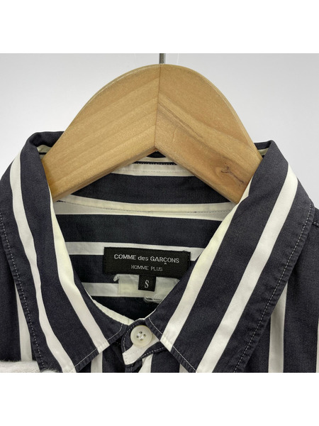 COMME des GARCONS HOMME PLUS ストライプシャツ サイズS ブラック×ホワイト
