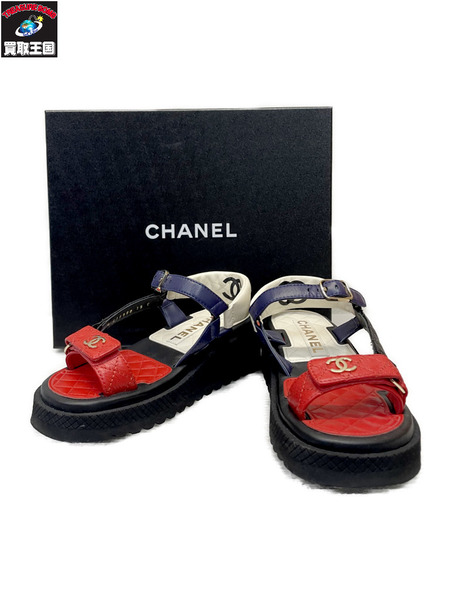CHANEL 22P フットベット スポーツサンダル 35 トリコロール G38880-X56456[値下]