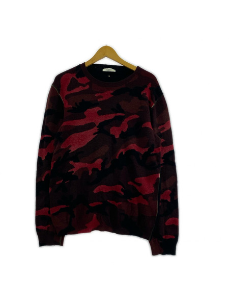 VALENTINO ニット・セーター カモフラ ニット 赤