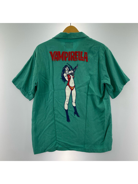 HYSTERIC GLAMOUR 半袖シャツ VAMPIRELLA/刺繍オープンカラーシャツ/S/GRN