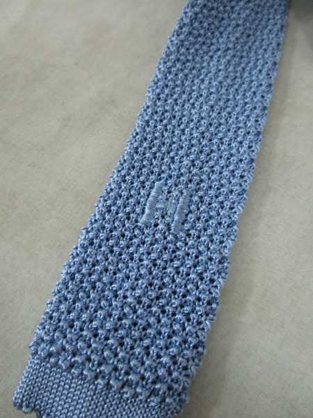 HERMES シルクニット ネクタイ 青