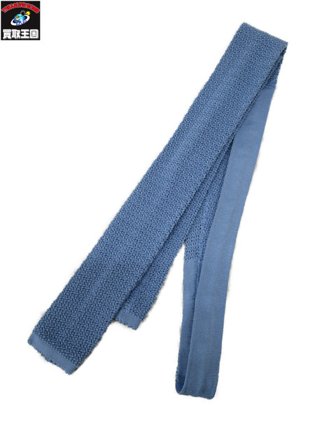HERMES シルクニット ネクタイ 青