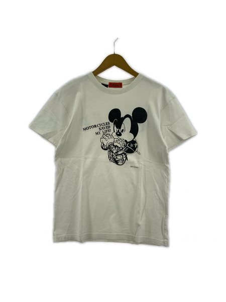 CALEE 半袖Tシャツ・カットソー ×Disney ミッキー プリントTEE 白 M