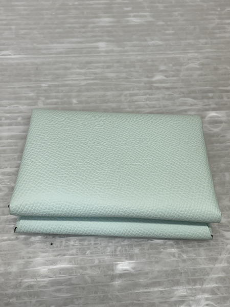 HERMES 24年 W刻印 カルヴィ デュオ カードケース ペパーミント