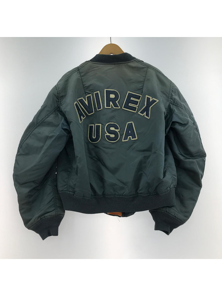 AVIREX フライトジャケット 90s USA製 アーチロゴMA-1(L) 青系[値下]