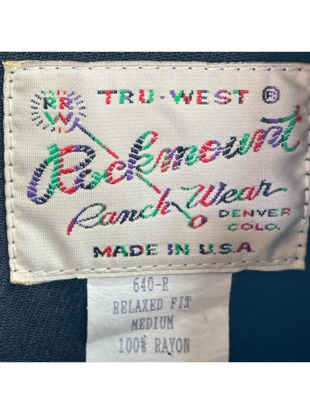 OLD・VINTAGE 長袖シャツ Rockmount 70s レーヨンウエスタンシャツ BLK M