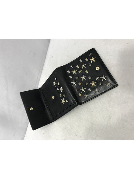 コンパクトウォレット JIMMY CHOO スタースタッズ フリーダ 二つ折り財布 ブラック