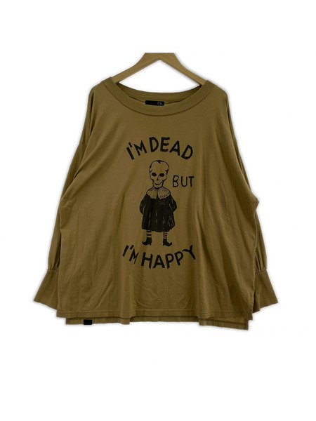 HYSTERIC GLAMOUR NIAGARA/BUT I'M HAPPYオーバーサイズTシャツ(F)茶
