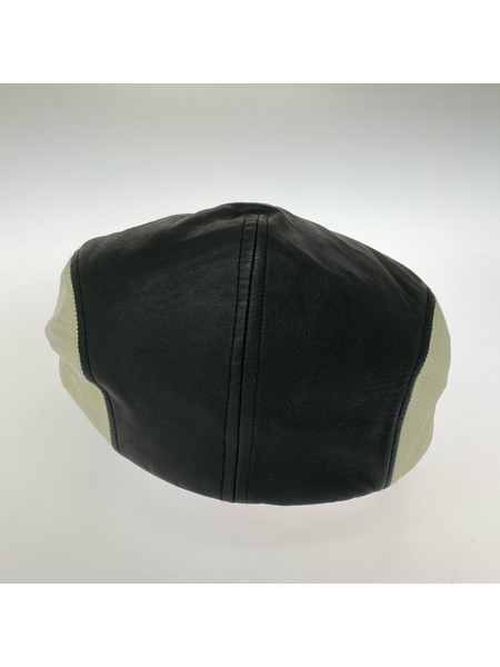 THE FLAT HEAD キャスケット・ハンチング レザー ツートン 黒 白