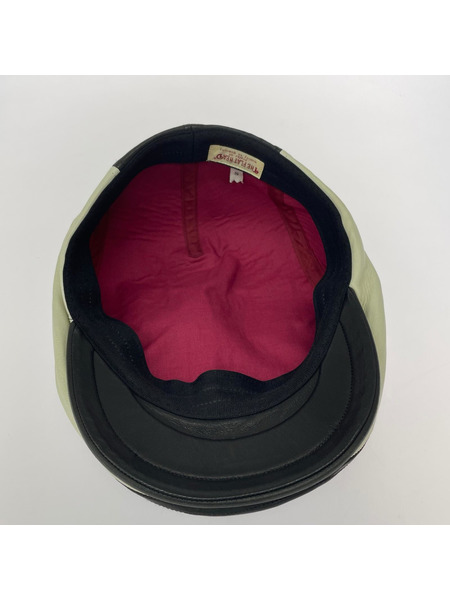 THE FLAT HEAD キャスケット・ハンチング レザー ツートン 黒 白