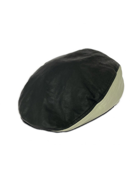 THE FLAT HEAD キャスケット・ハンチング レザー ツートン 黒 白