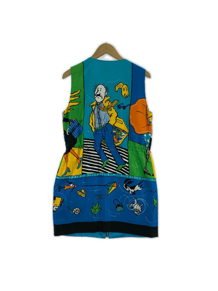 ノースリーブワンピース olleborebla オジサン 総柄 BLU