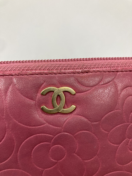 CHANEL/カメリア モチーフ/長財布/エンボス/ラウンドファスナー
