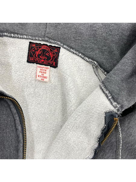 EVISU パーカー(ジップアップ) タイガー カモメ 刺繍 ジップ パーカー 40 グレー