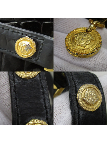 VERSACE メデューサ クロコショルダーバッグ 黒