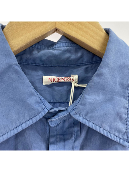 NICENESS 25SS LAROCHE PIN TUCK SHIRTS S 青 NN-2501Y15 タグ付キ