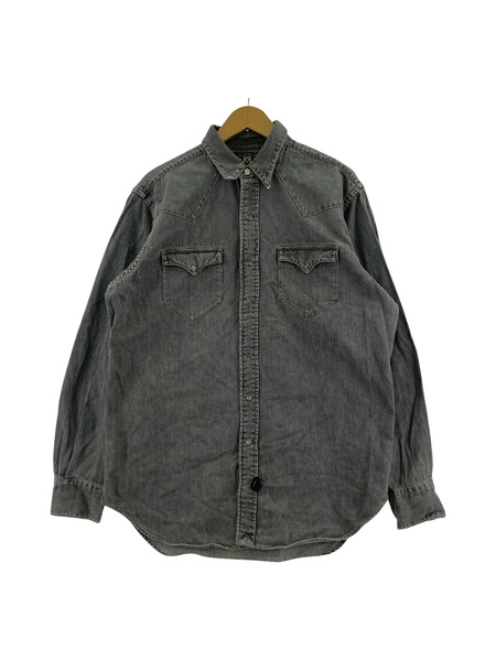 RRL 長袖シャツ 3ツ星タグ デニム ウエスタンシャツ M GRY