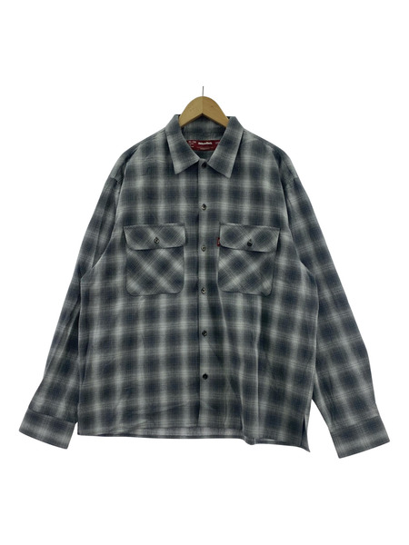 HIDE AND SEEK オンブレチェックシャツ XL グレー HS-030325