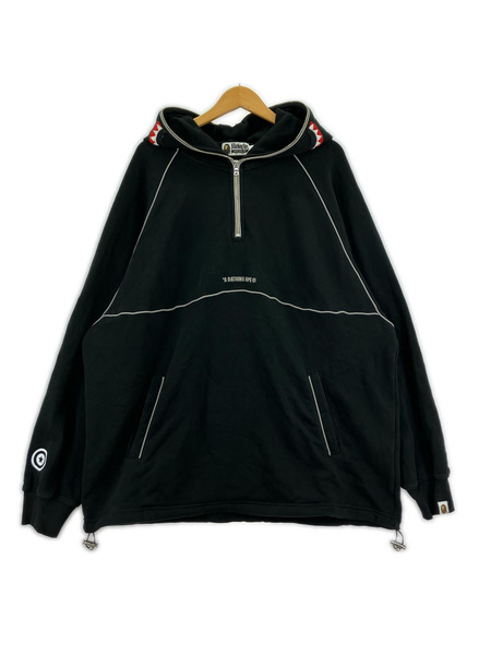 A BATHING APE パーカー SHARK LOGO HALF ZIP HOODIE XL 黒