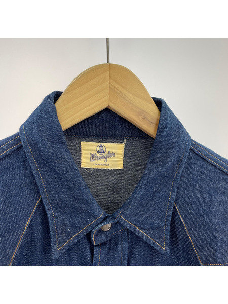 Wrangler 長袖シャツ 90s/復刻/27MW/縦ベル/デニムウエスタンシャツ/インディゴ