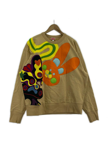 KENZO スウェット・トレーナー 23SS OVERSIZE SWEATSHIRT アップリケ 兎 茶