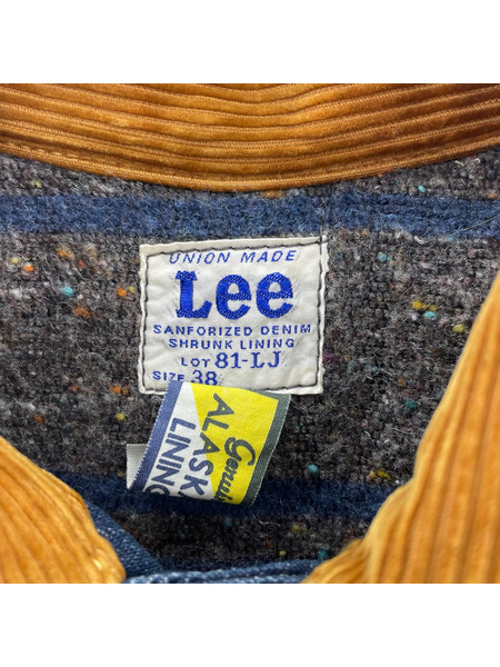 Lee 81-LJ 襟コーデュロイアラスカライニング カバーオール 38 インディゴ LM6481
