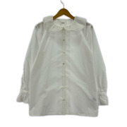 OHGA 長袖Tシャツ・カットソー フリルカラー ブラウス F 白