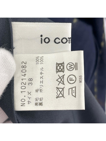 長袖シャツ io comme io 総柄ウールシャツ 紺