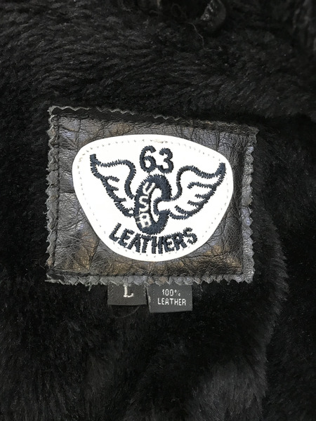 63 Leathers 牛革 裏ﾎﾞｱﾚｻﾞｰﾊﾟｰｶｰ (L) BLK[値下]