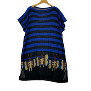 ISSEY MIYAKE ノースリーブワンピース ボーダーワンピース/BLU/BLK/バタフライ