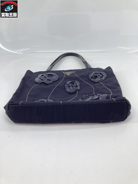 PRADA フラワーモチーフ ナイロンハンドバッグ 紫[値下]