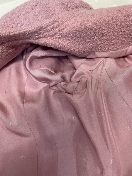 CHANEL 93AW ノーカラーツイードジャケット ロゴボタン 裾チェーン 36 ピンク