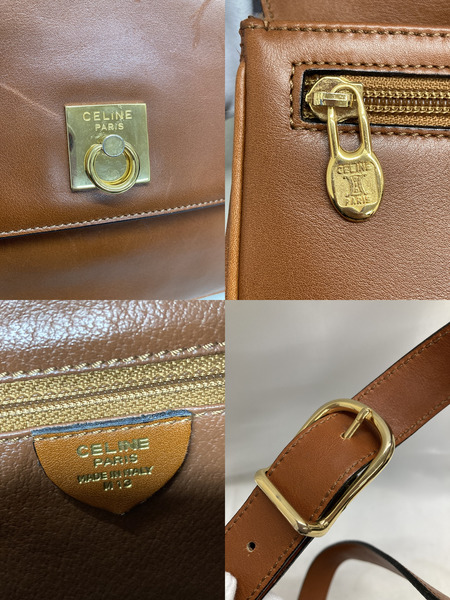 CELINE レザーショルダーバッグ ガンチーノ