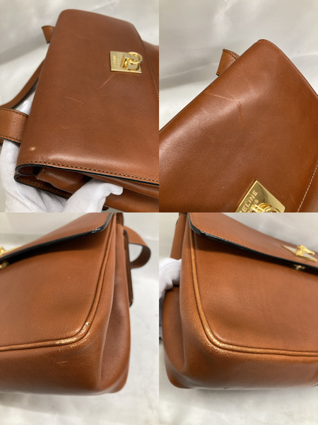 CELINE レザーショルダーバッグ ガンチーノ