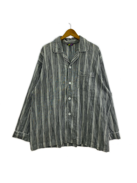 長袖シャツ IS-NESS  PAJAMA SHIRT ストライプグレー M