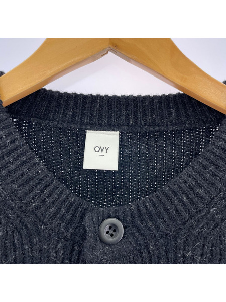 ニット・セーター OVY ウール カーディガン 黒 (M)